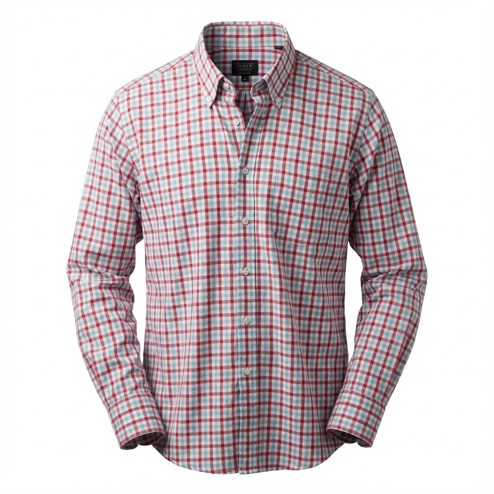 Mirto Men's Gingham Check Button-Down Shirt | Red & Blue | Luxury | Spain | XXL